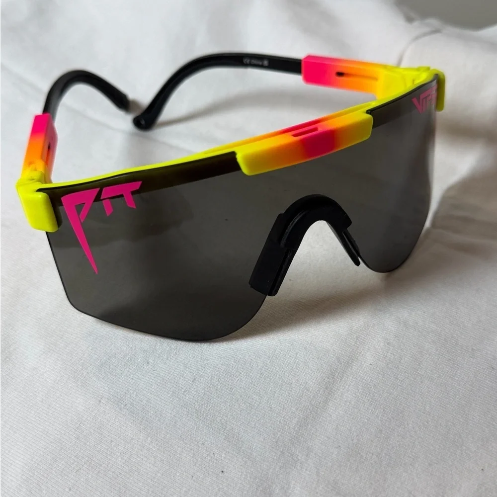 Pit Viper The Italo Original Polarized Neon Yellow and Pink Sunglasses